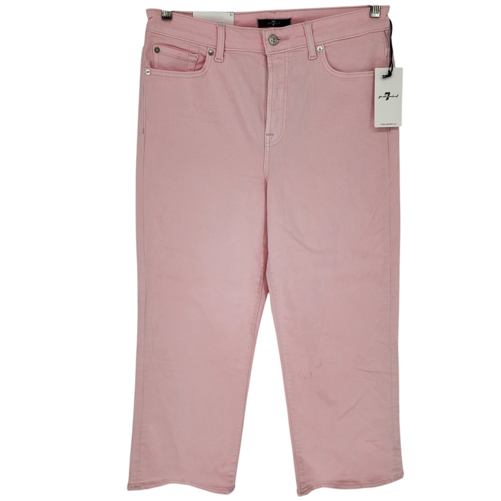 7 For All Mankind Alexa High Rise Wide Leg Cropped Jeans NWT Size 31 Pink NEW
